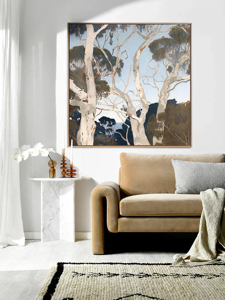 Là-haut I - Toile encadrée dans un cadre en chêne