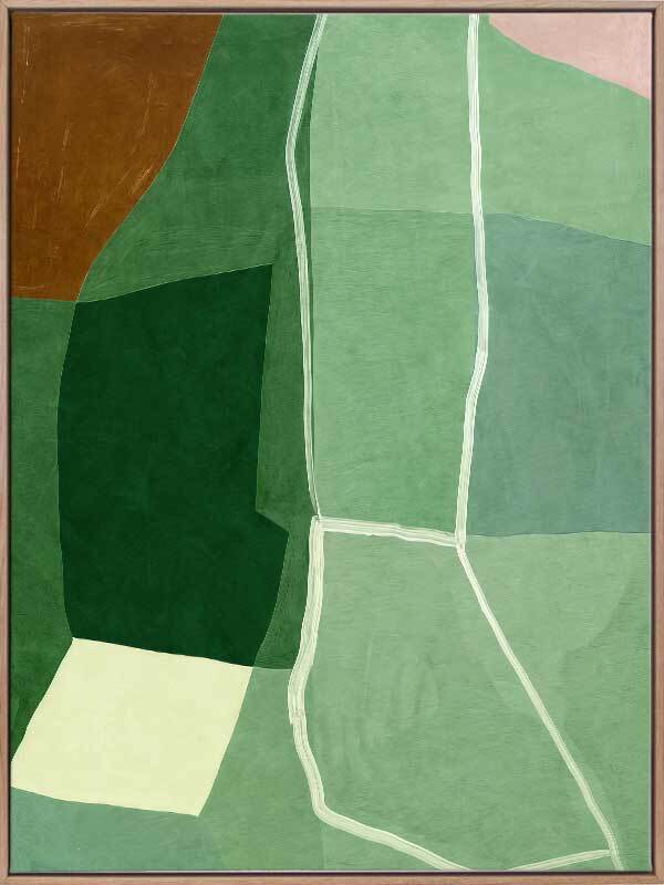 Géométrie III - Toile encadrée dans un cadre en chêne