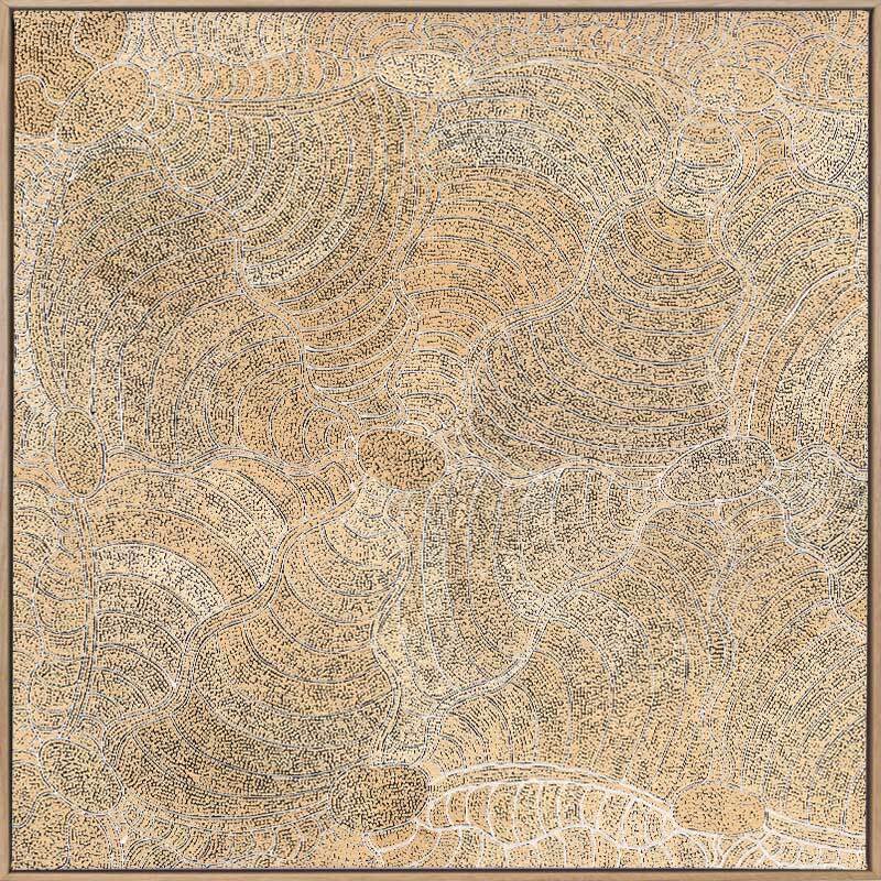 Janganpa Jukurrpa II - Toile avec cadre en chêne