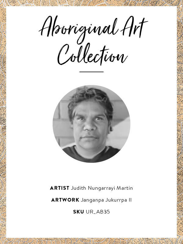 Janganpa Jukurrpa II - Toile avec cadre en chêne