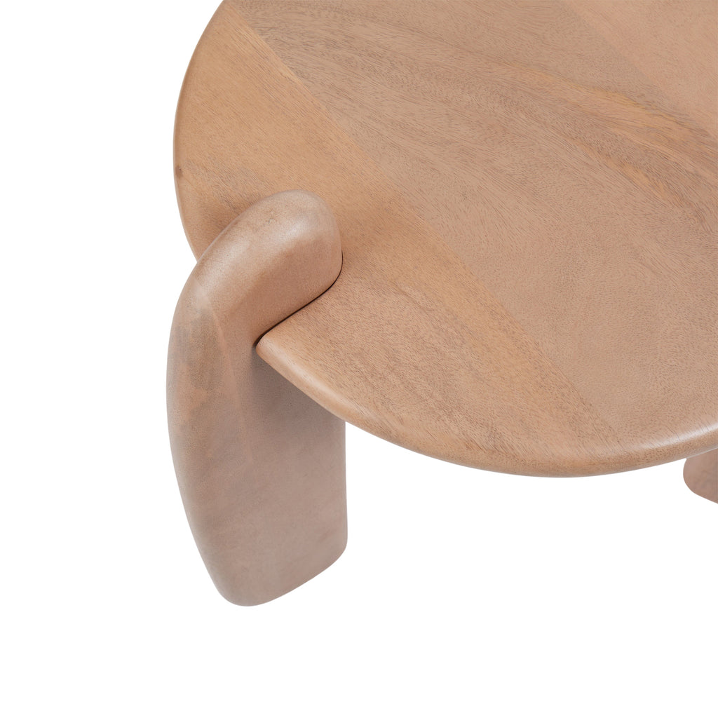 Table d'appoint en bois à pieds en forme de rein