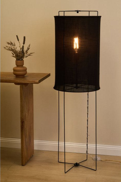 Lampadaire Paden en lin noir